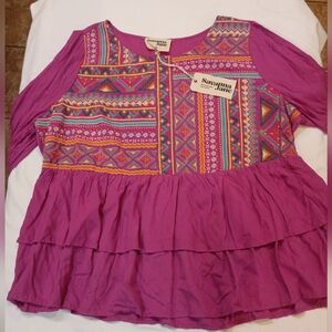 Savanna Jane Women's Pink Patterned Top